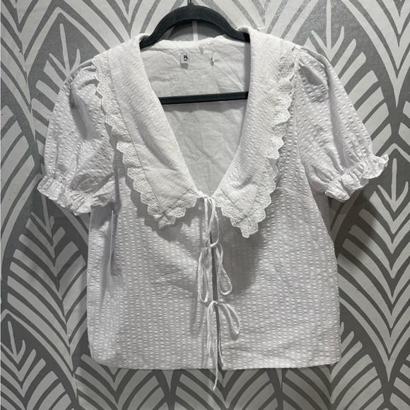 NWOT Princess Polly Eternal White Lace-Trim Blouse - Picture 1 of 8